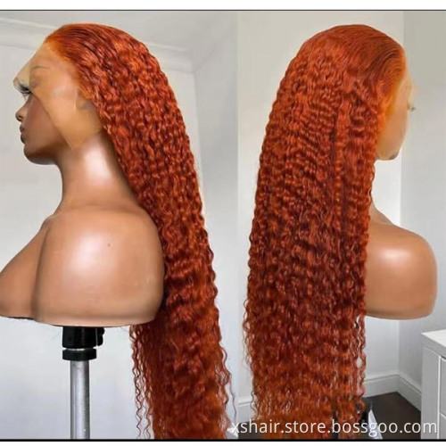 Factory direct ginger pink cheap 100% human hair vendors 360 frontal 40 inch human hair 13x6 lace front wig
